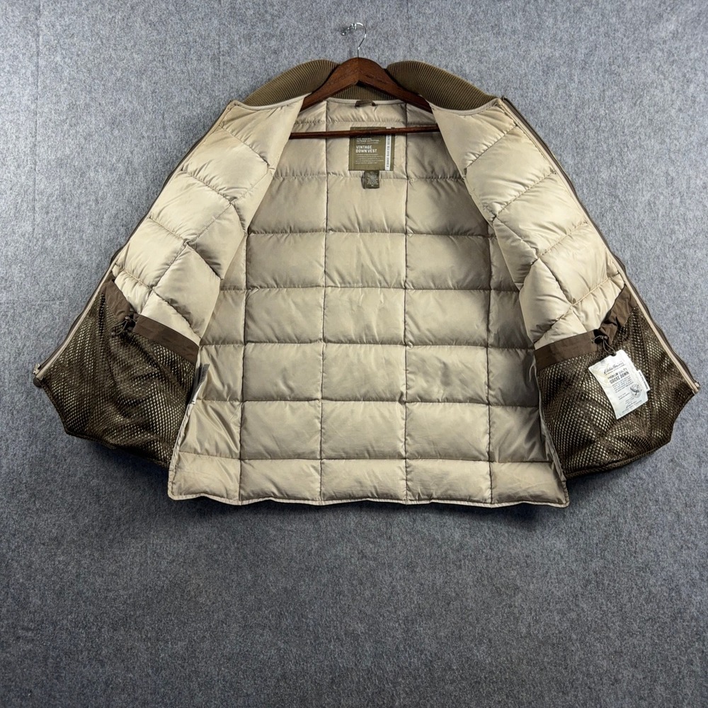 Eddie Bauer Men's Puffer Vest XL Brown Vintage Goose Down Quilted Outdoors - Picture 4 of 16